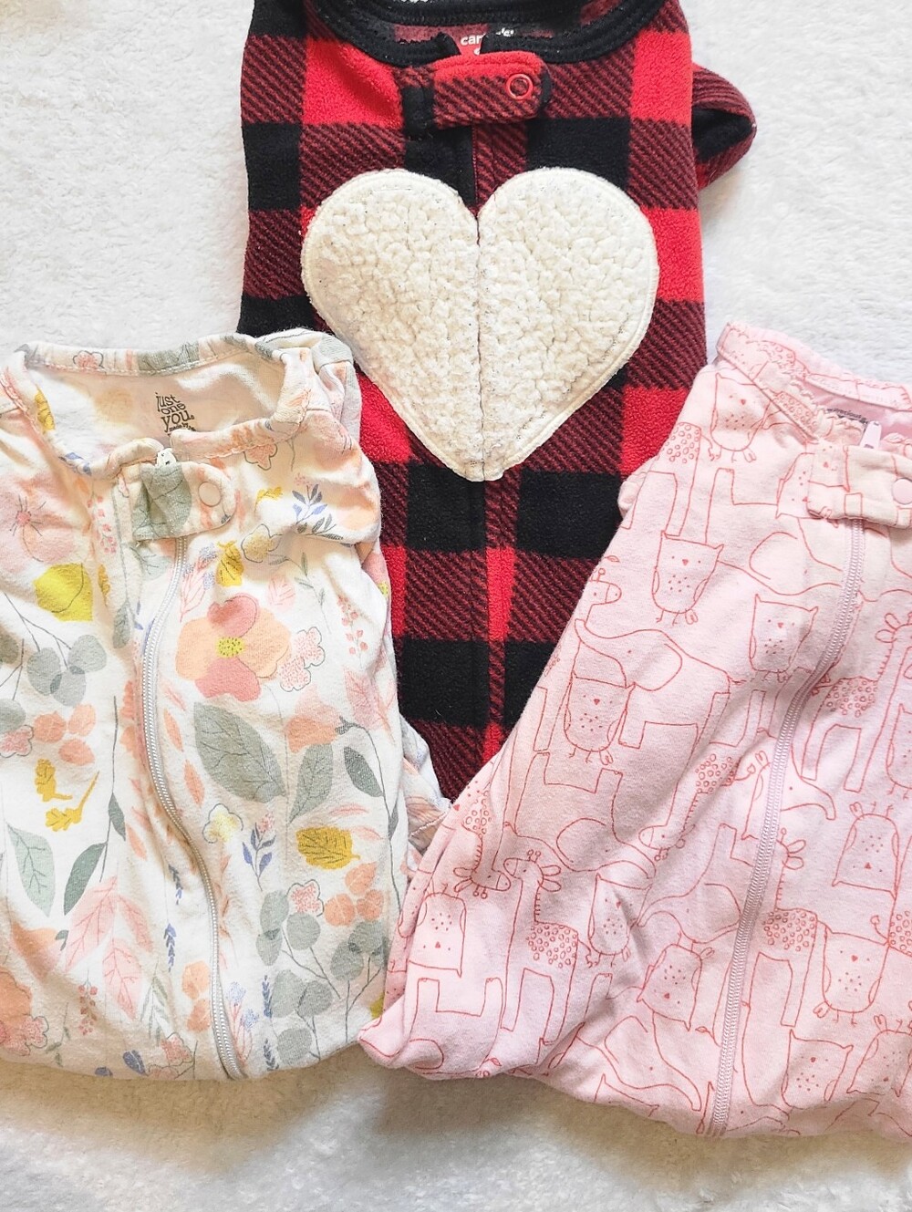 Carter's Red & Black Buffalo Plaid Sleep Sack with Cream Heart